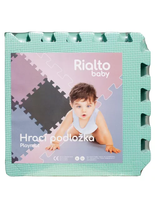 Puzzle habszivacs játszószőnyeg szegéllyel Light Green 92x92 cm