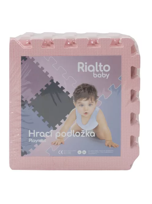 Puzzle habszivacs játszószőnyeg szegéllyel Light Pink 92x92 cm