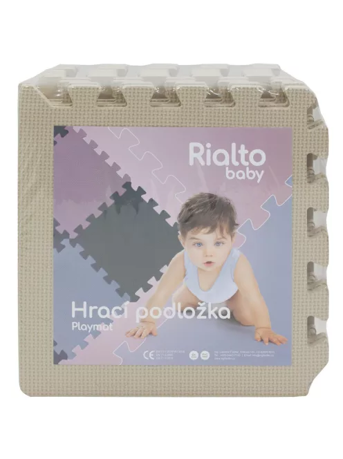 Puzzle habszivacs játszószőnyeg szegéllyel Light Beige 92x92 cm