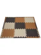 Puzzle habszivacs játszószőnyeg szegéllyel Brown Beige Grey 92x92 cm