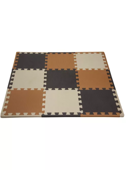 Puzzle habszivacs játszószőnyeg szegéllyel Brown Beige Grey 92x92 cm