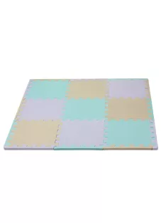   Puzzle habszivacs játszószőnyeg szegéllyel Silver Beige Green 92x92 cm