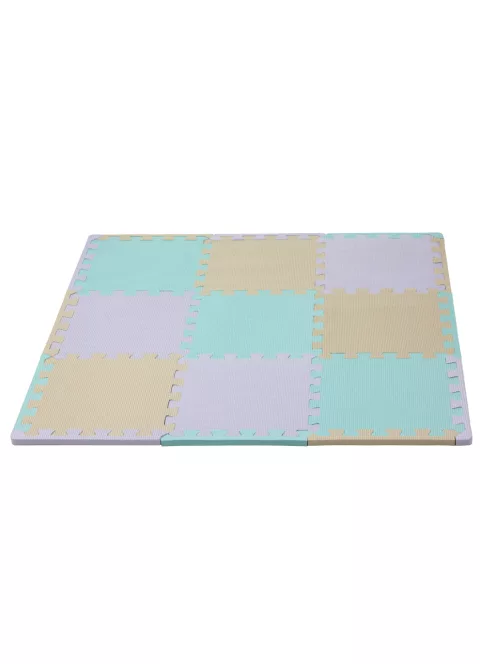 Puzzle habszivacs játszószőnyeg szegéllyel Silver Beige Green 92x92 cm