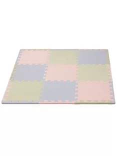   Puzzle habszivacs játszószőnyeg szegéllyel Silver Beige Pink 92x92 cm