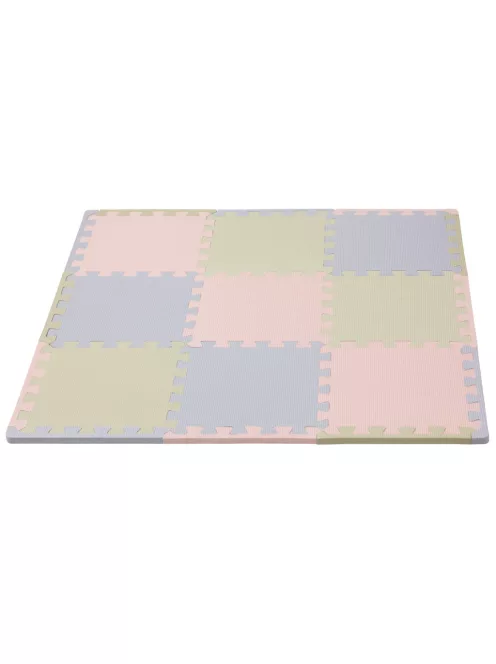 Puzzle habszivacs játszószőnyeg szegéllyel Silver Beige Pink 92x92 cm