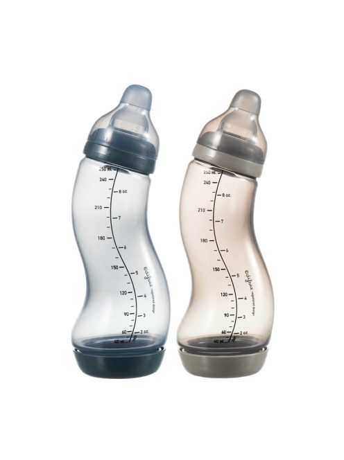 2 darabos Difrax S-cumisüveg anti-colic szett, ezüst és kék, 250ml, RAKTÁRON