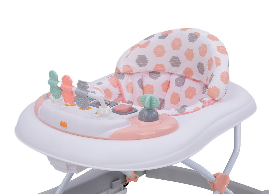 Babydan Baby Walker összecsukható baba járóka, játéktálcával, rózsaszín