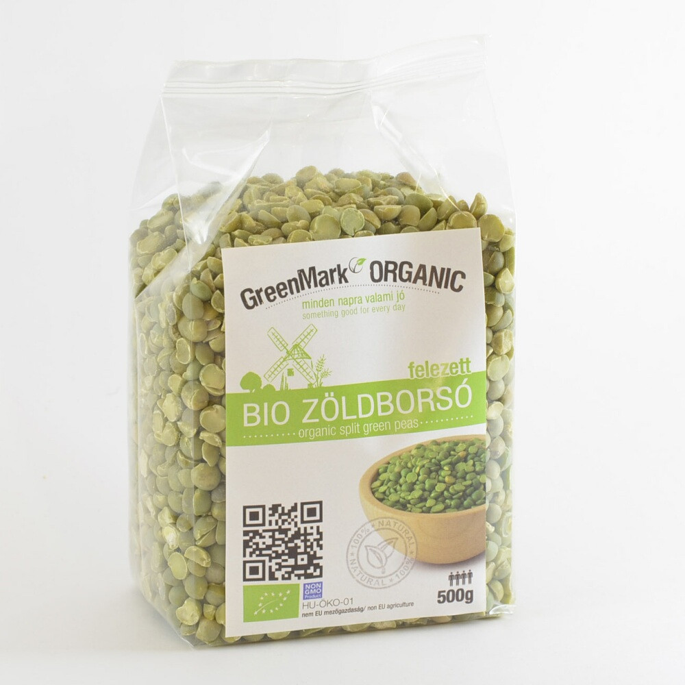 Greenmark bio zöldborsó felezett 500 g