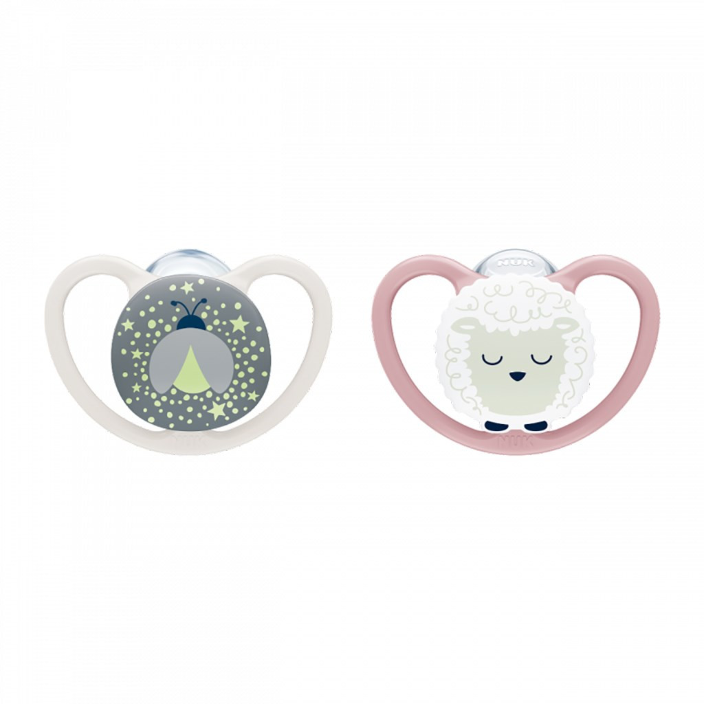 Baba cumi NUK Perfect Match Air Night FIREFLY/SHEEP 0-6m 2db