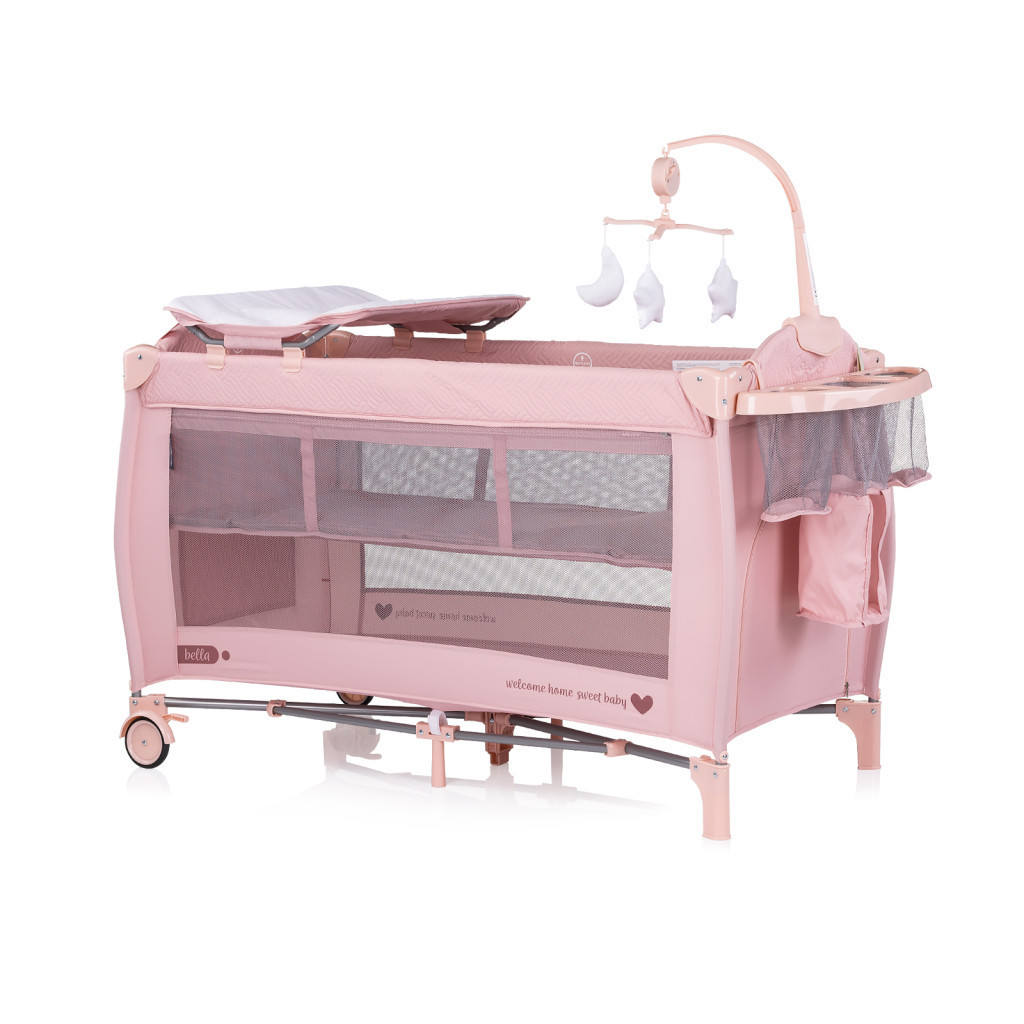 Chipolino Bella multifunkciós utazóágy - pink marshmellow Chipolino Bella multifunkciós utazóágy - pink marshmellow